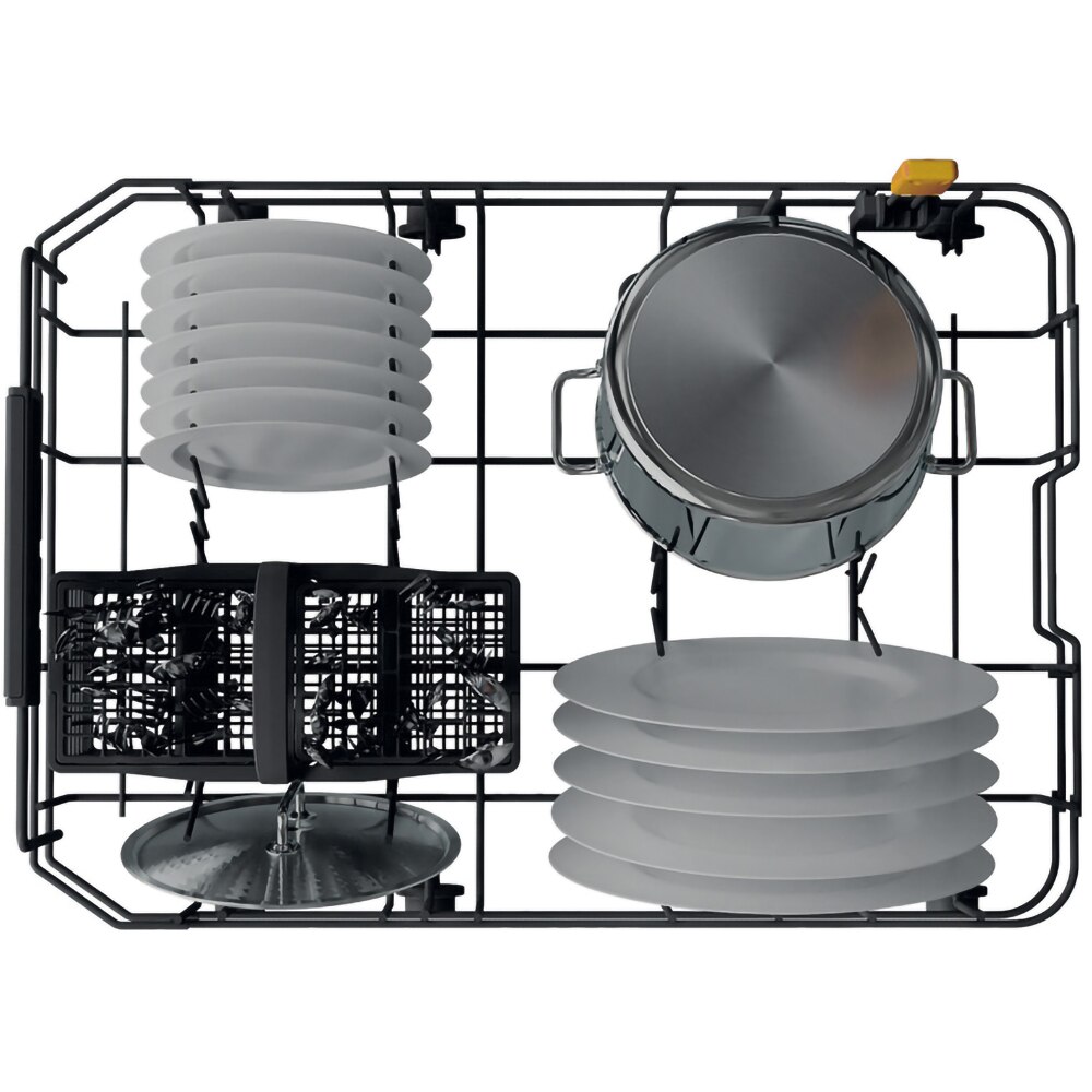 Masina de spalat vase incorporabila WHIRLPOOL WH3ID10BS7SA0, 6th Sense, 10 seturi, 9 programe, 45 cm, Clasa D, panou comanda negru