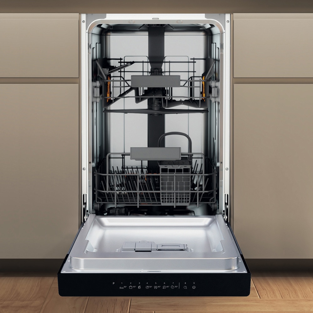 Masina de spalat vase incorporabila WHIRLPOOL WH3UC10BS7A0X, 6th Sense, 10 seturi, 9 programe, 45 cm, Clasa C, inox