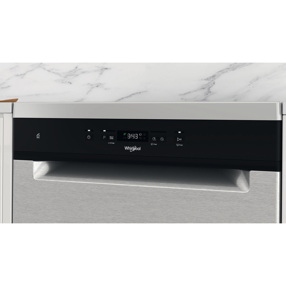 Masina de spalat vase independenta WHIRLPOOL WH4FFA14BN6X, 6th Sense, 14 seturi, 8 programe, 60 cm, Clasa A, inox