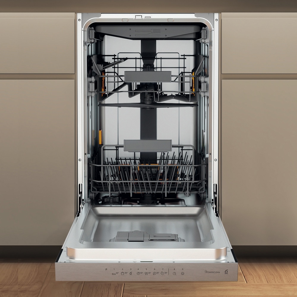 Masina de spalat vase semi-incorporabila WHIRLPOOL WH6PC11BS7A0, 6th Sense, 11 seturi, 9 programe, 45 cm, Clasa C, inox