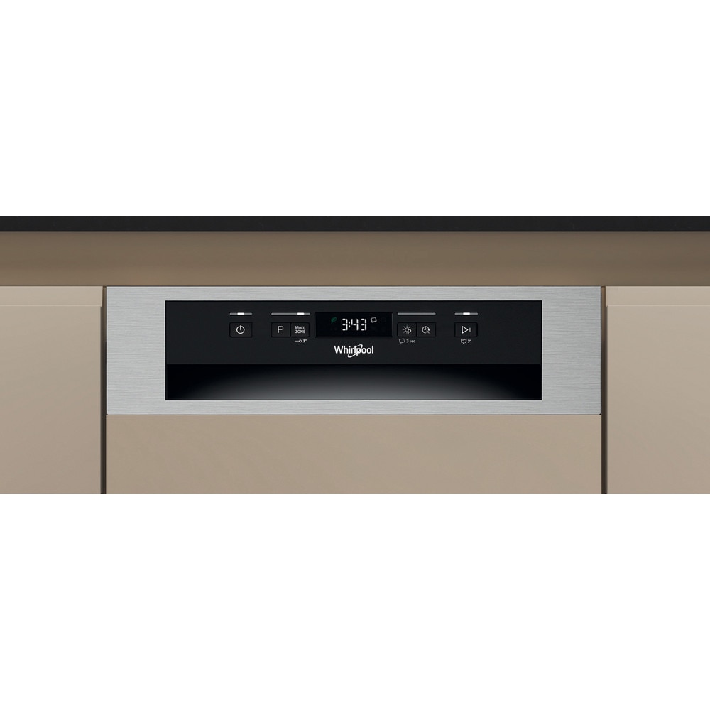 Masina de spalat vase semi-incorporabila WHIRLPOOL WH6PC11BS7A0, 6th Sense, 11 seturi, 9 programe, 45 cm, Clasa C, inox