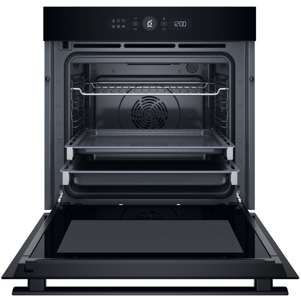 Cuptor incorporabil WHIRLPOOL WOI4S8PM2SBA, Electric, Autocuratare pirolitica + hidrolitica, 73 l, Clasa A+, 6th Sense, negru