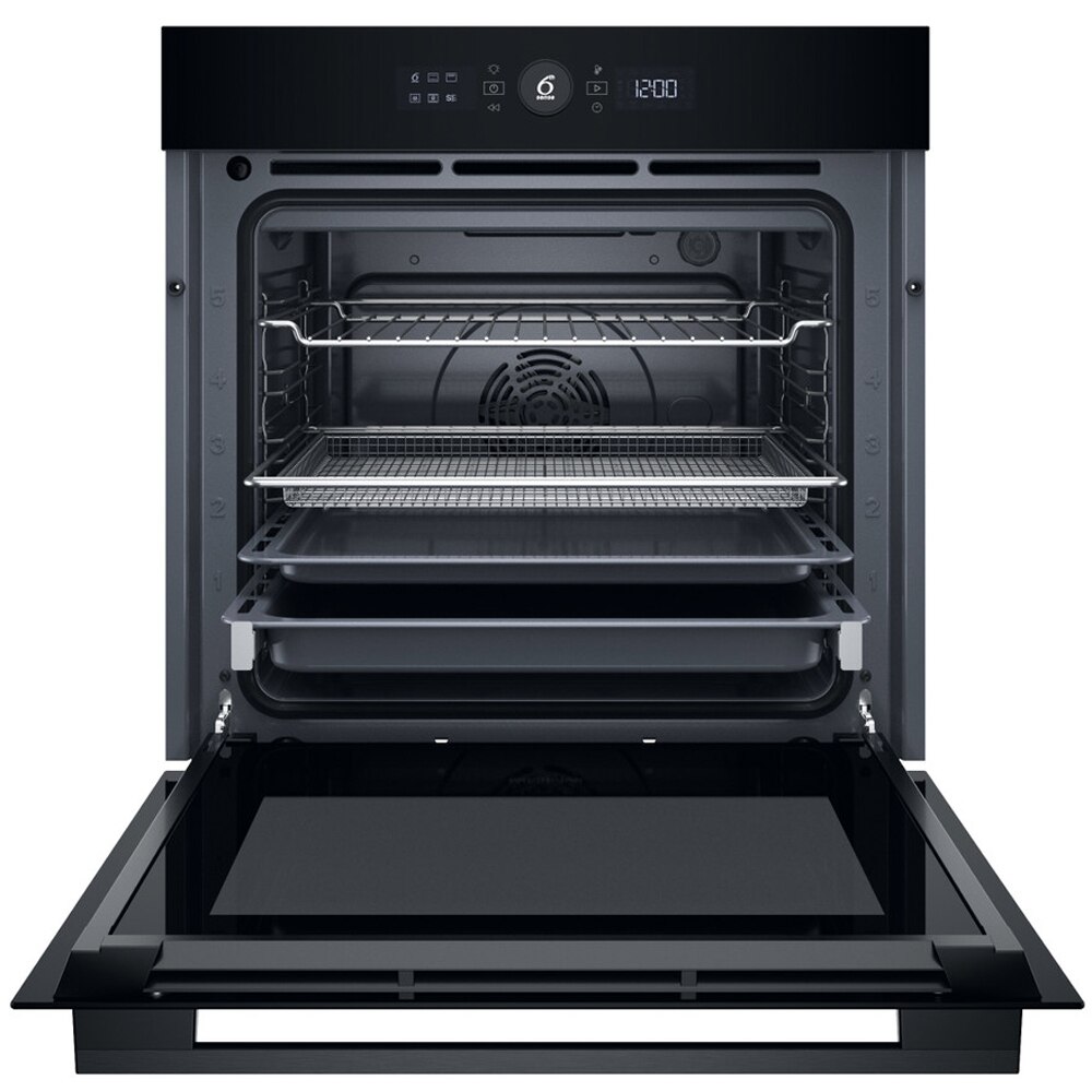 Cuptor incorporabil WHIRLPOOL WOI5S8HM1SBA, Electric, Autocuratare hidrolitica, 73 l, Clasa A+, 6th Sense, negru