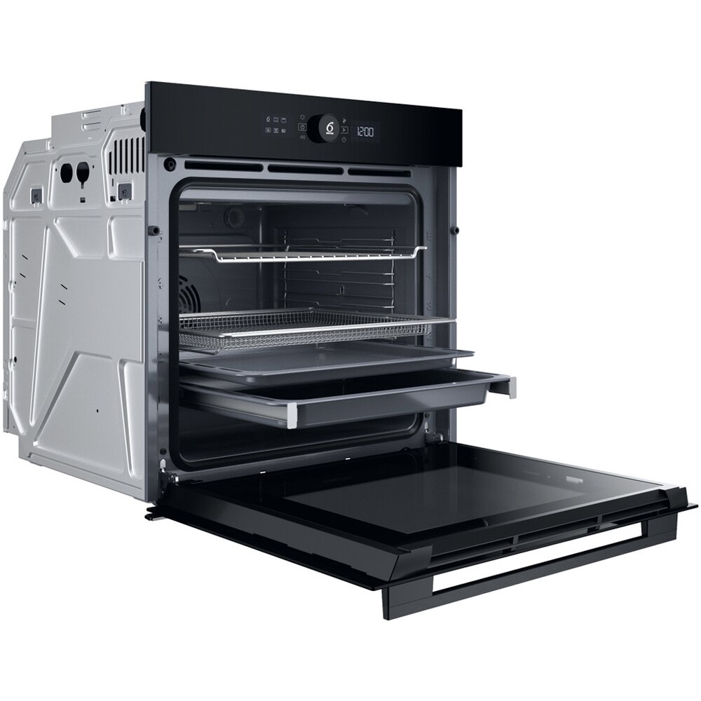 Cuptor incorporabil WHIRLPOOL WOI5S8HM1SBA, Electric, Autocuratare hidrolitica, 73 l, Clasa A+, 6th Sense, negru