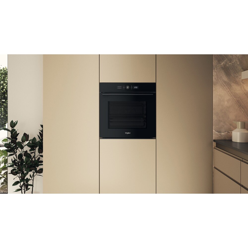 Cuptor incorporabil WHIRLPOOL WOI5S8HM1SBA, Electric, Autocuratare hidrolitica, 73 l, Clasa A+, 6th Sense, negru
