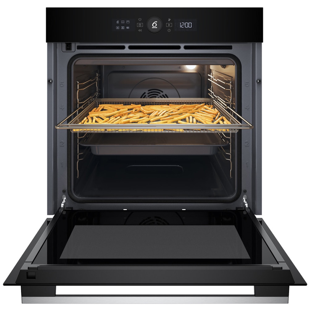 Cuptor incorporabil WHIRLPOOL WOI5S8PM1SXA, Electric, Autocuratare pirolitica + hidrolitica, 73 l, Clasa A+, 6th Sense, inox