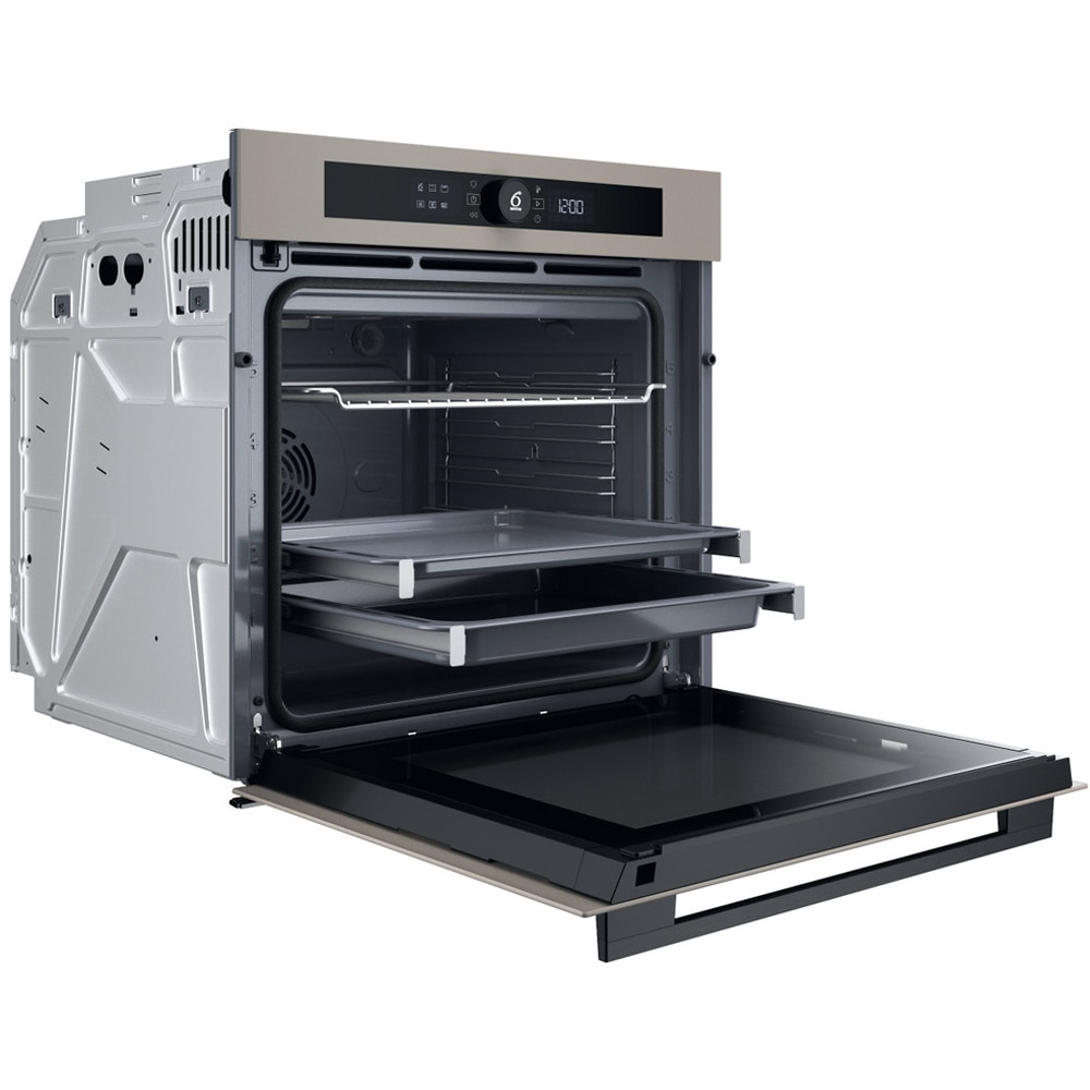 Cuptor incorporabil WHIRLPOOL WOI5S8PM2SEA, Electric, Autocuratare pirolitica + hidrolitica, 73 l, Clasa A+, 6th Sense, bej
