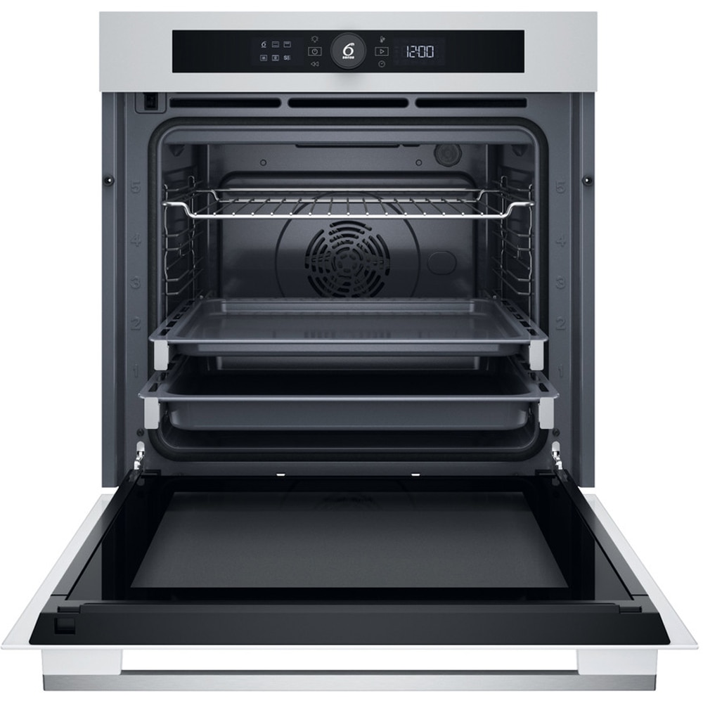 Cuptor incorporabil WHIRLPOOL WOI5S8PM2SWA, Electric, Autocuratare pirolitica + hidrolitica, 73 l, Clasa A+, 6th Sense, alb