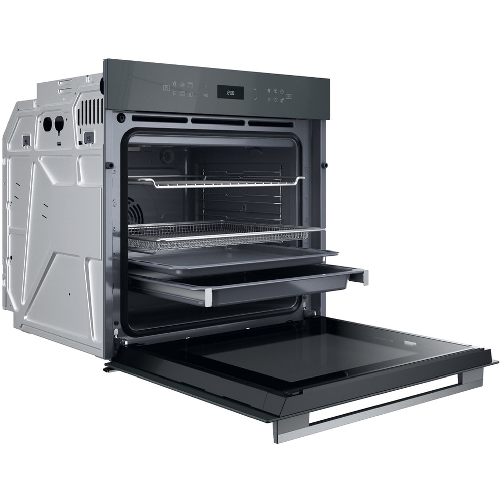 Cuptor incorporabil WHIRLPOOL WOI78HT1SSGA, Electric, Autocuratare hidrolitica, 73 l, Clasa A+, 6th Sense, gri lucios