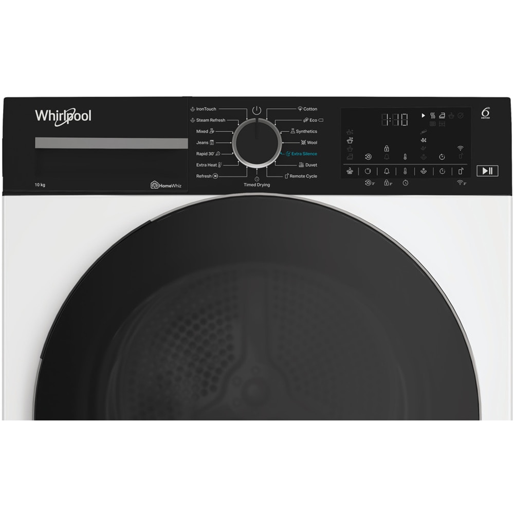 Uscator de rufe WHIRLPOOL WP C10X WBS EE, 6th Sense, Pompa de caldura, 10 kg, 15 programe, Clasa C, alb