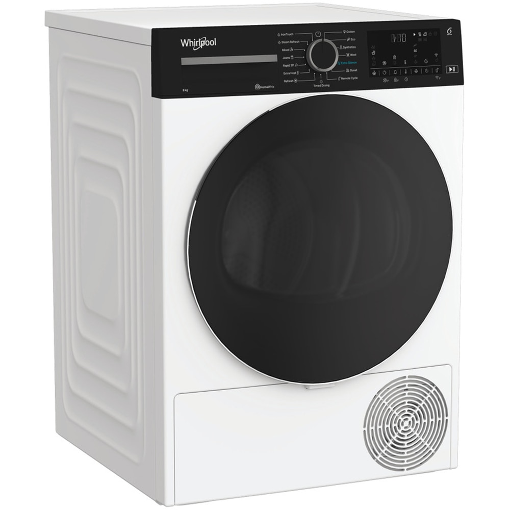 Uscator de rufe WHIRLPOOL WP C8 WBS EE, 6th Sense, Pompa de caldura, 8 kg, 15 programe, Clasa C, alb