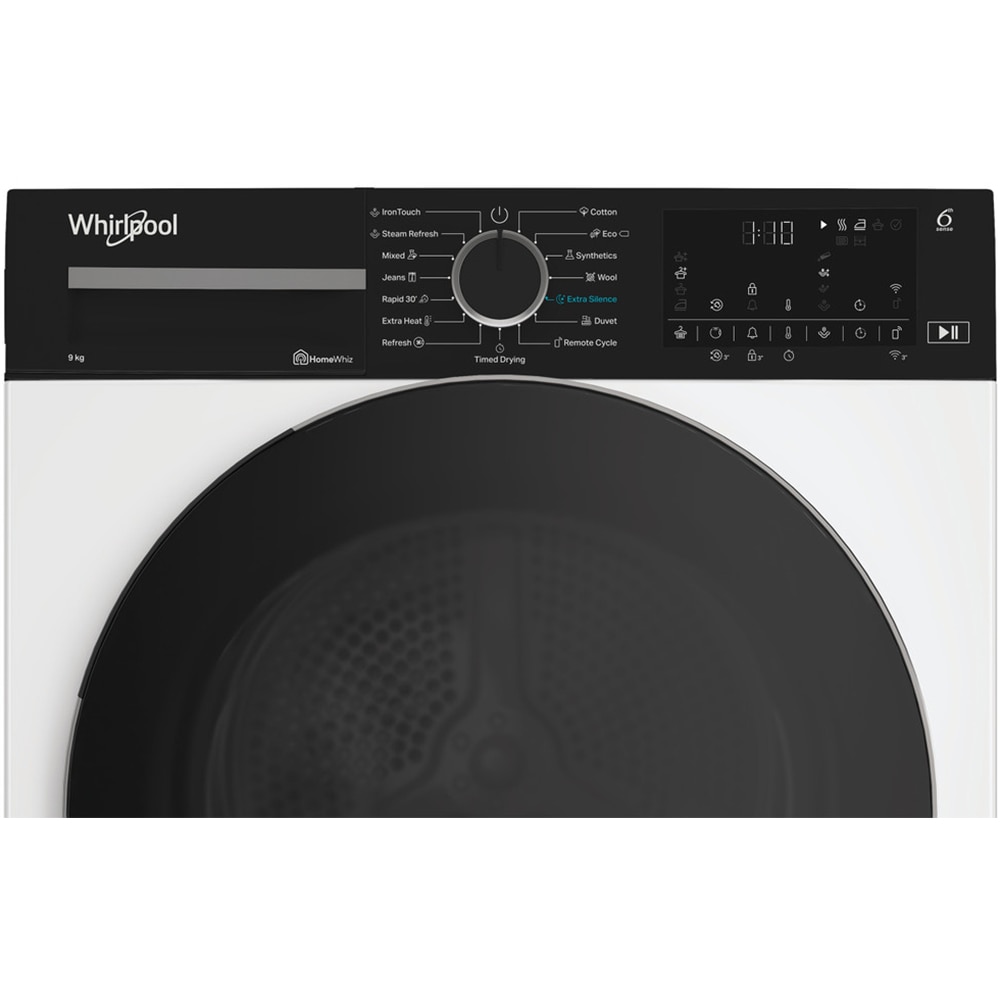 Uscator de rufe WHIRLPOOL WP C9 WBS EE, 6th Sense, Pompa de caldura, 9 kg, 15 programe, Clasa C, alb