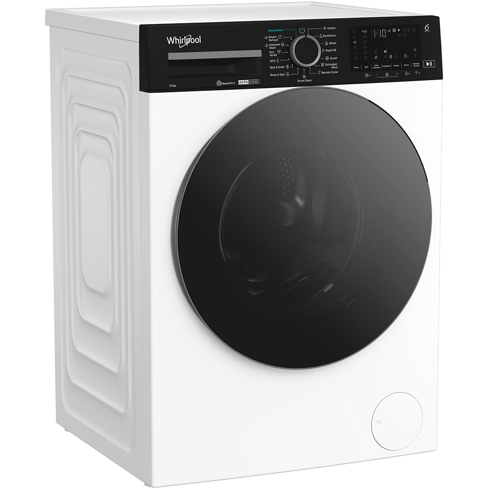 Masina de spalat rufe frontala WHIRLPOOL WPM 07W ADS EE, 6th Sense, Steam, 10 kg, 1400rpm, Clasa A, alb