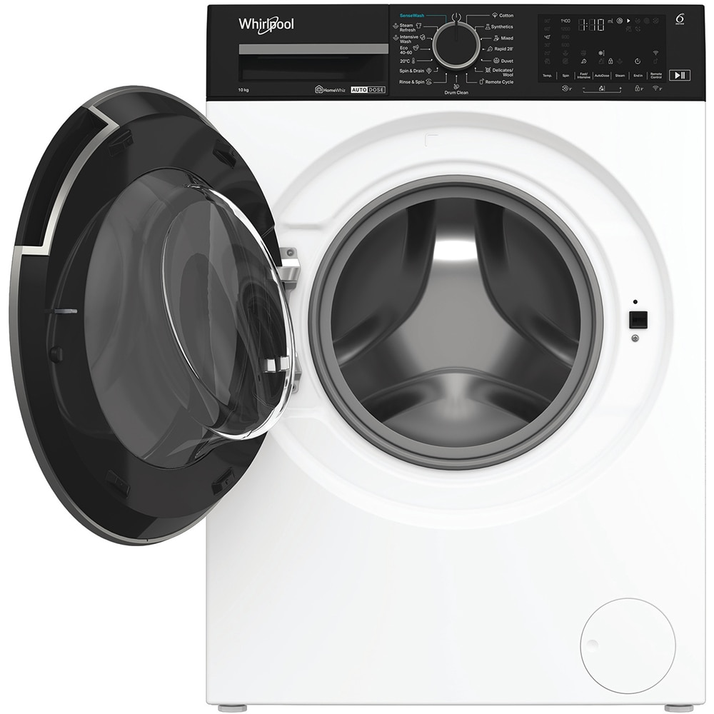Masina de spalat rufe frontala WHIRLPOOL WPM 07W ADS EE, 6th Sense, Steam, 10 kg, 1400rpm, Clasa A, alb