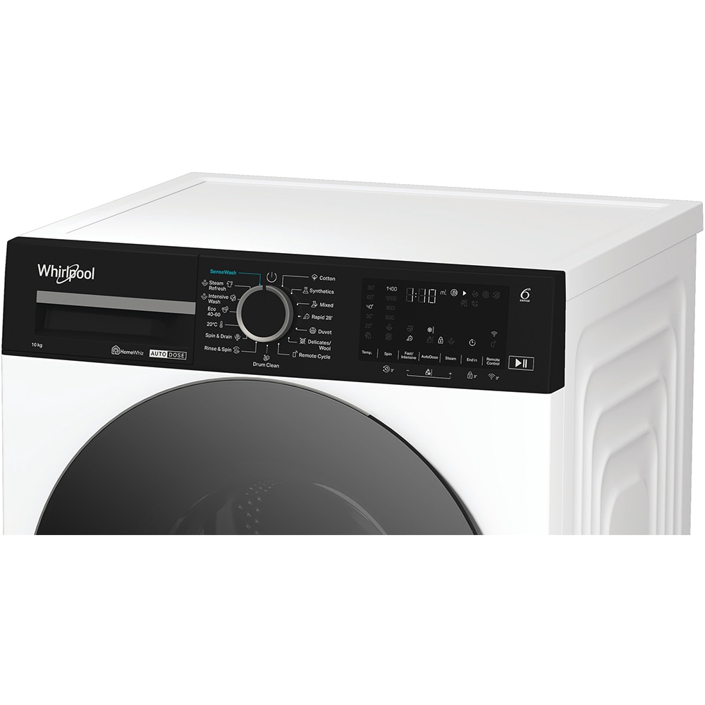 Masina de spalat rufe frontala WHIRLPOOL WPM 07W ADS EE, 6th Sense, Steam, 10 kg, 1400rpm, Clasa A, alb