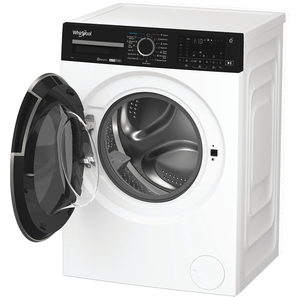 Masina de spalat rufe frontala WHIRLPOOL WPM 87W ADS EE, 6th Sense, Steam, 8 kg, 1400rpm, Clasa A, alb