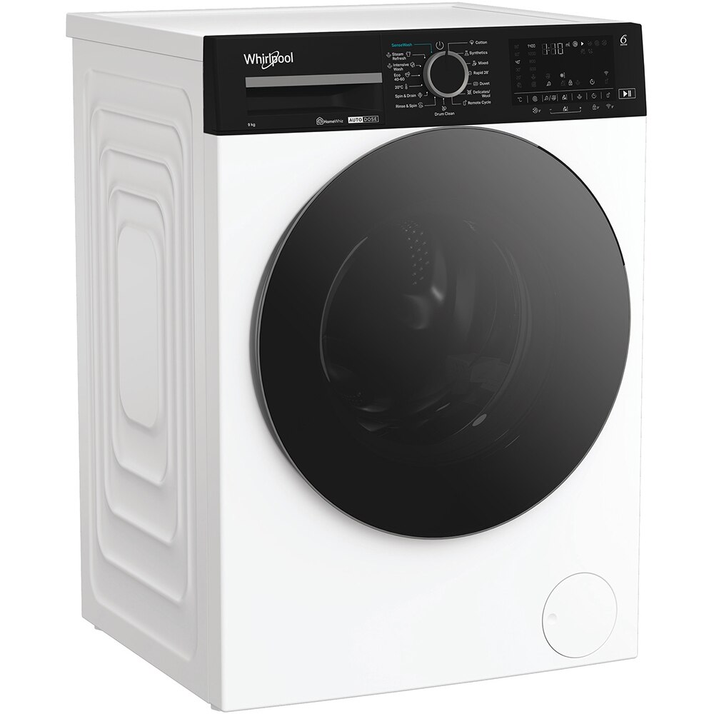 Masina de spalat rufe frontala WHIRLPOOL WPM 911W ADS EE, 6th Sense, Steam, 9 kg, 1400rpm, Clasa A, alb