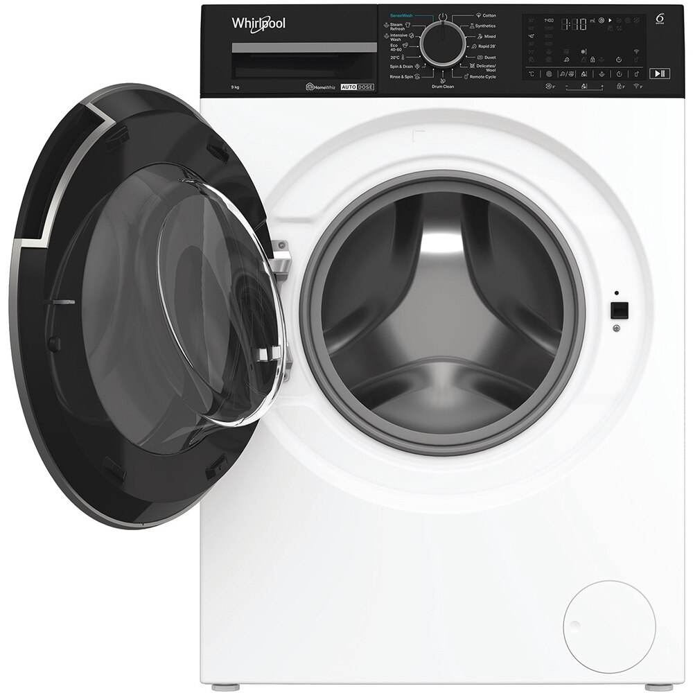 Masina de spalat rufe frontala WHIRLPOOL WPM 911W ADS EE, 6th Sense, Steam, 9 kg, 1400rpm, Clasa A, alb