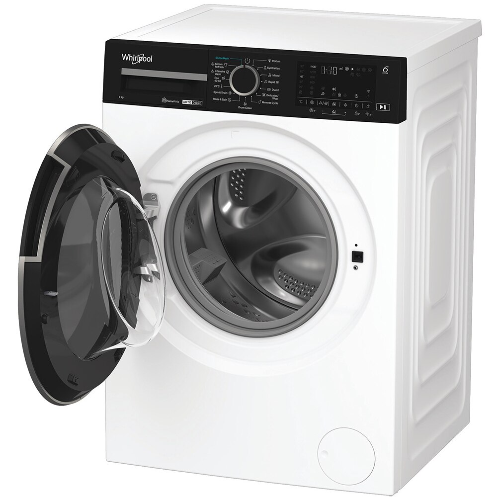 Masina de spalat rufe frontala WHIRLPOOL WPM 911W ADS EE, 6th Sense, Steam, 9 kg, 1400rpm, Clasa A, alb