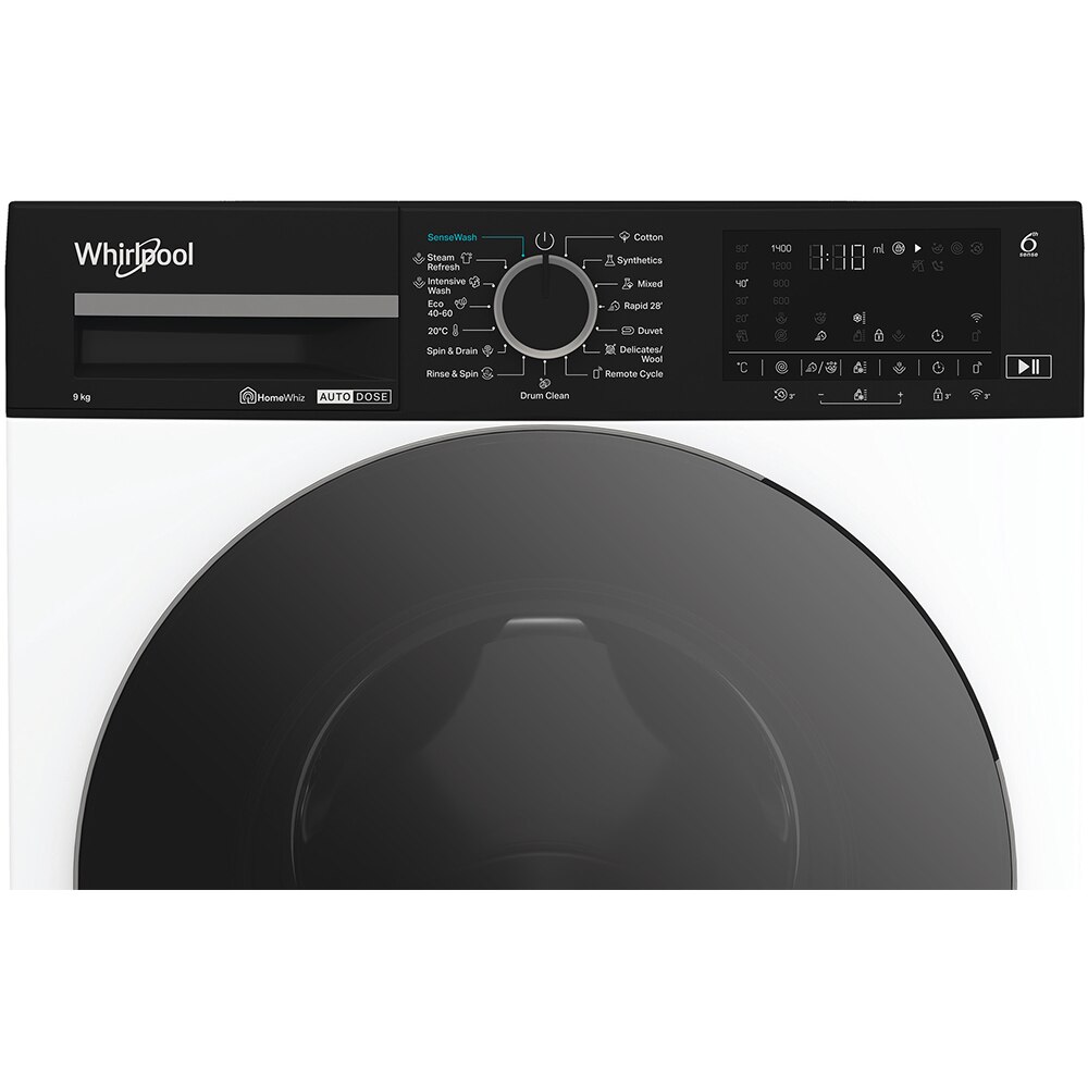 Masina de spalat rufe frontala WHIRLPOOL WPM 911W ADS EE, 6th Sense, Steam, 9 kg, 1400rpm, Clasa A, alb