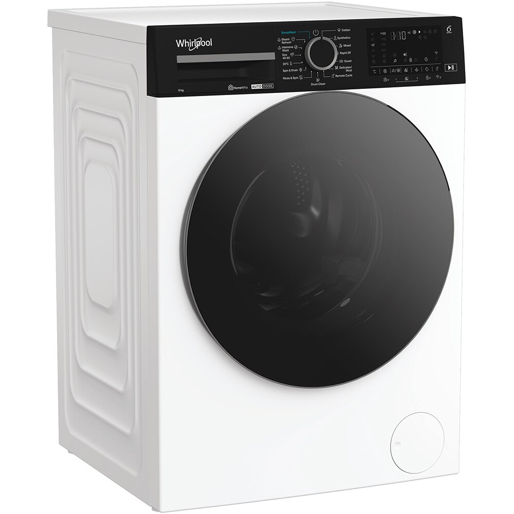Masina de spalat rufe frontala WHIRLPOOL WPM 97W ADS EE, 6th Sense, Steam, 9 kg, 1400rpm, Clasa A, alb