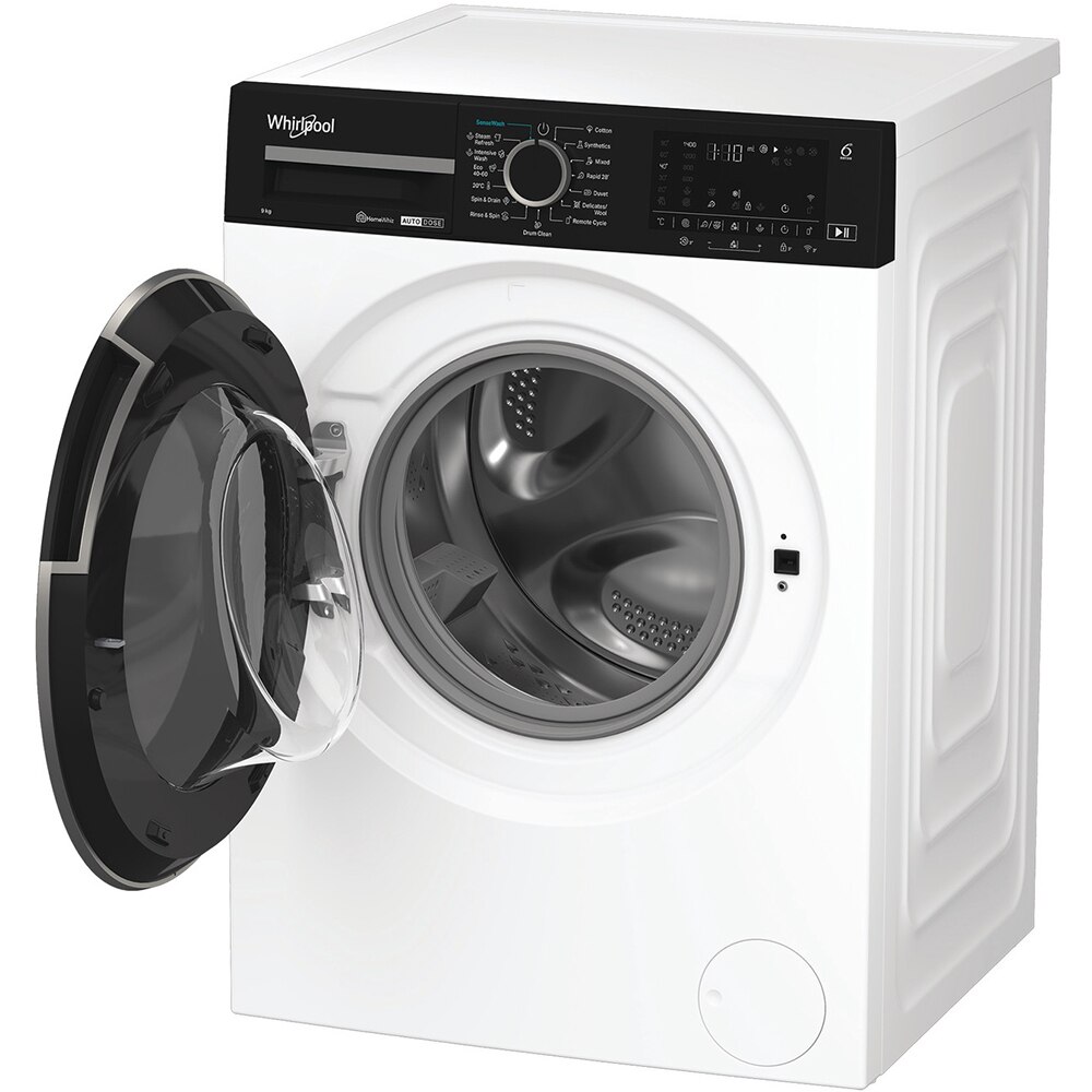 Masina de spalat rufe frontala WHIRLPOOL WPM 97W ADS EE, 6th Sense, Steam, 9 kg, 1400rpm, Clasa A, alb