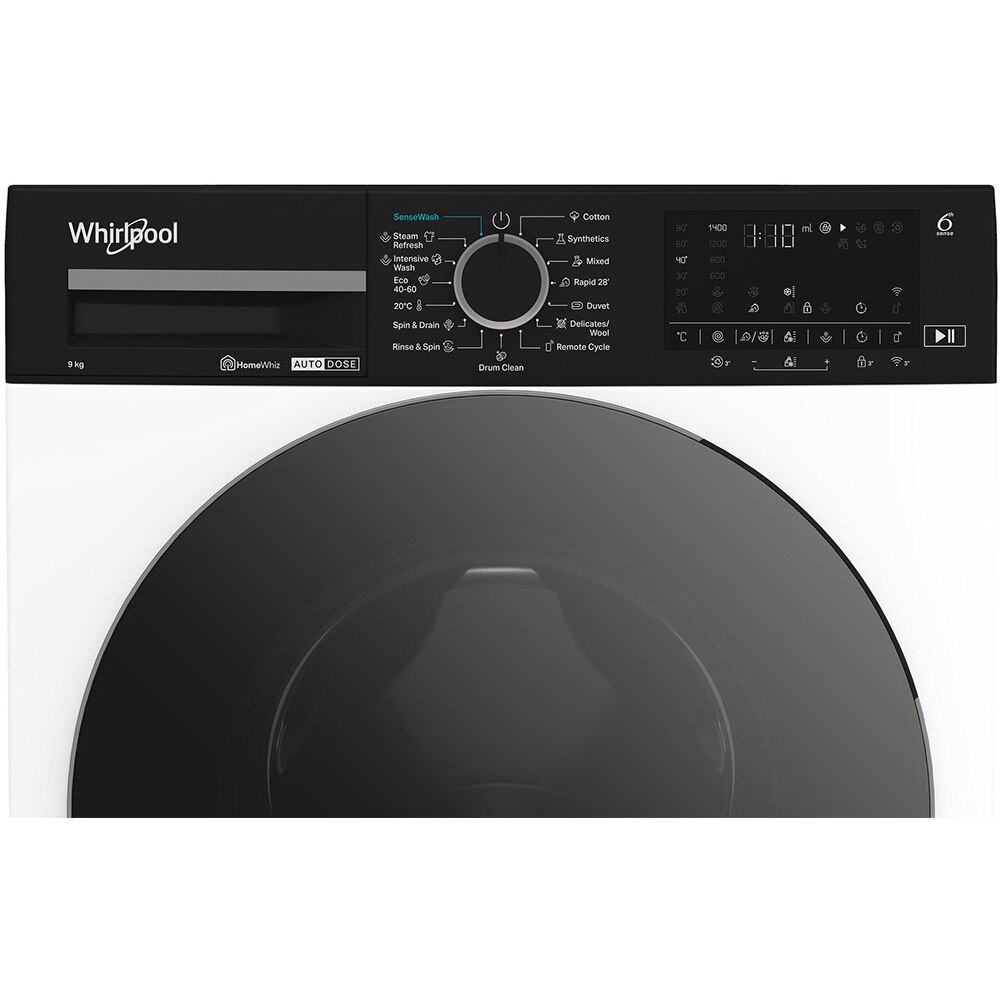 Masina de spalat rufe frontala WHIRLPOOL WPM 97W ADS EE, 6th Sense, Steam, 9 kg, 1400rpm, Clasa A, alb