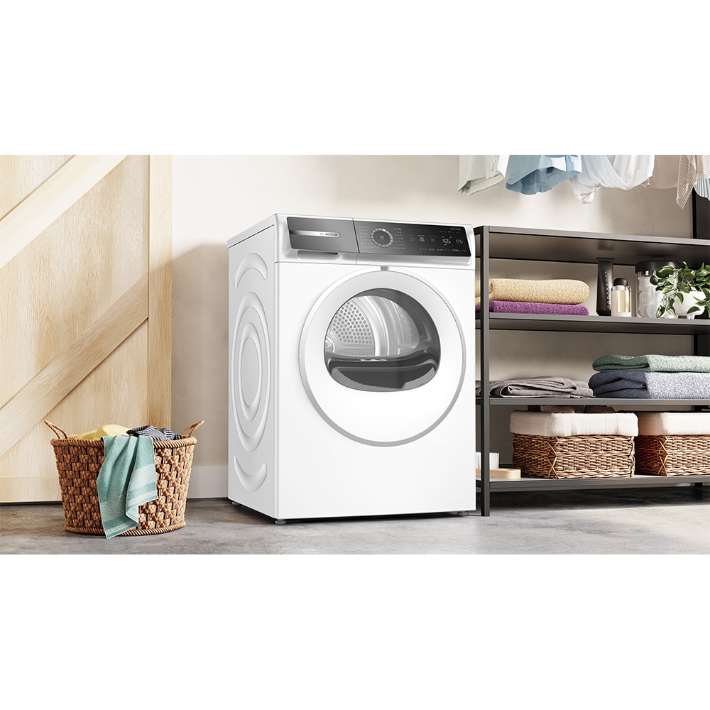 Uscator de rufe BOSCH WRB247CEBY, Condensare si pompa de caldura, 9 kg, 14 programe, Clasa A, alb