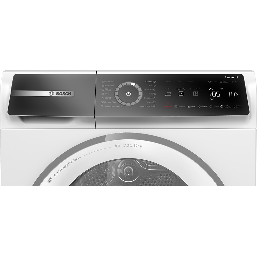 Uscator de rufe BOSCH WRB247CEBY, Condensare si pompa de caldura, 9 kg, 14 programe, Clasa A, alb