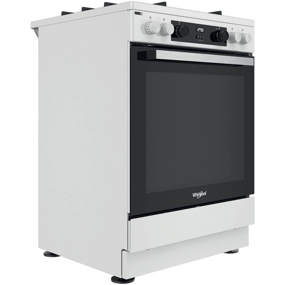 Aragaz WHIRLPOOL WS68G8CHW/E/1, 4 arzatoare, Gaz + Electric, L 60 cm, Grill, alb