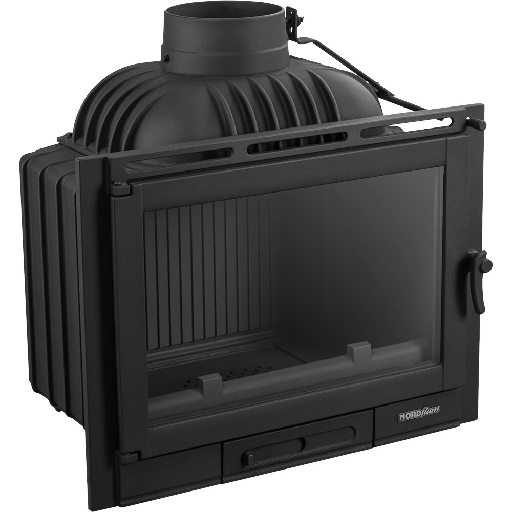 Focar semineu NORDFLAM Corno, fonta, 13kW, 66.2 x 36.5 x 64.7 cm, negru