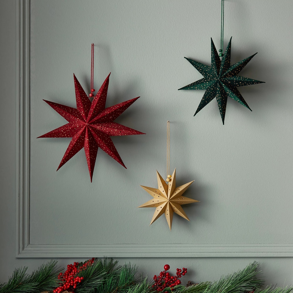 Decoratiune Craciun model Stea, 3 bucati