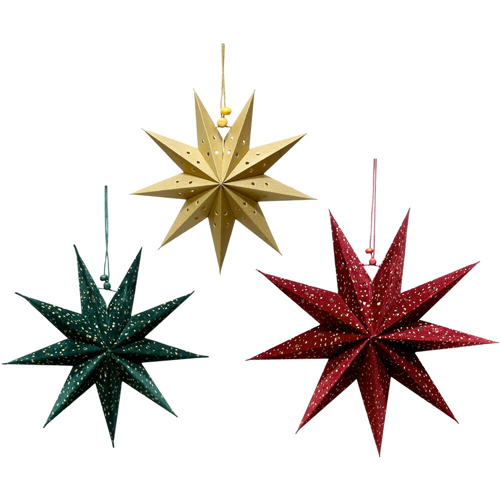 Decoratiune Craciun model Stea, 3 bucati