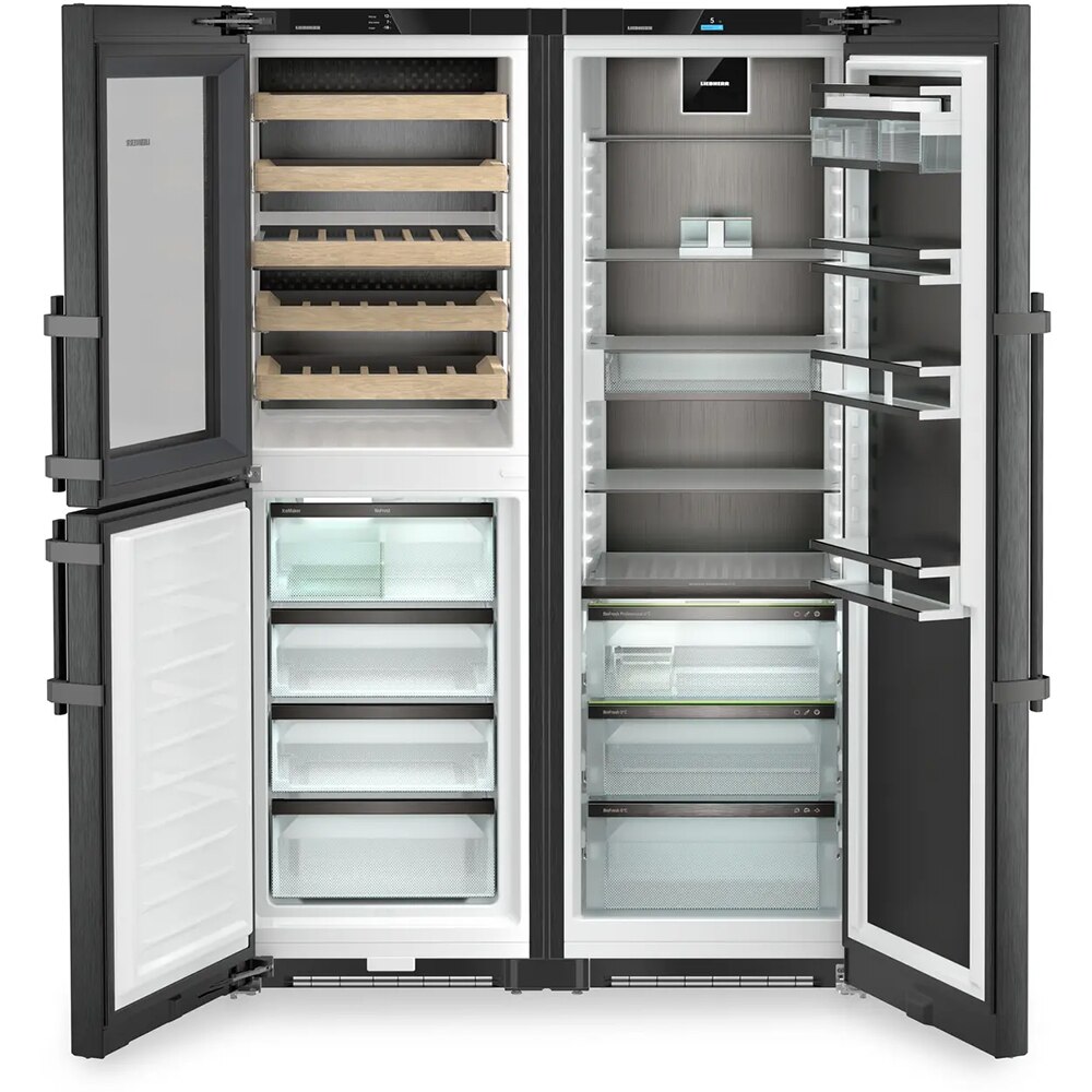 Side by Side LIEBHERR XRCbs 5295 Peak, Duo Cooling, 691 l, H 185.5 cm, Clasa C/D, compartiment de temperare a vinului, dark inox