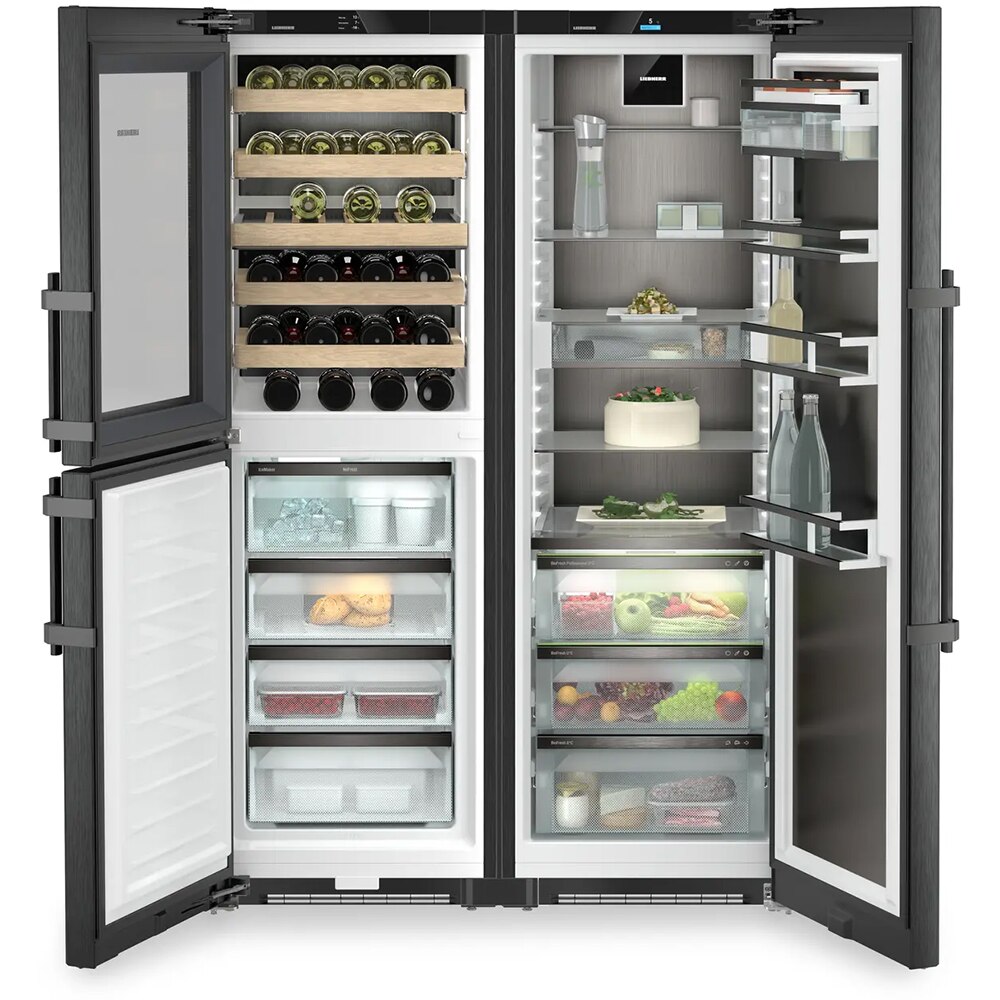 Side by Side LIEBHERR XRCbs 5295 Peak, Duo Cooling, 691 l, H 185.5 cm, Clasa C/D, compartiment de temperare a vinului, dark inox