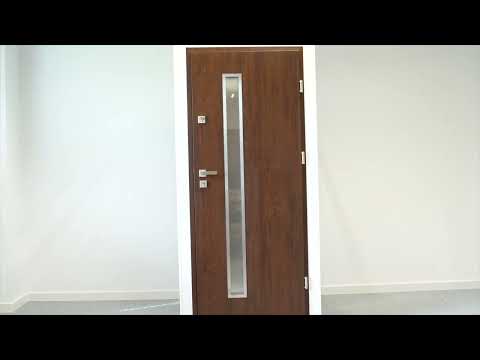 Usa de exterior pentru casa, metalica, nuc, cu geam, stanga, 208 x 88 cm  Fortia Pasni