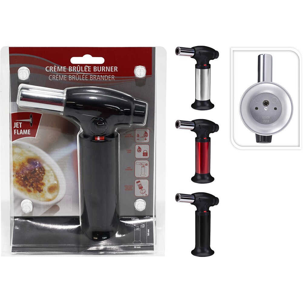 Arzator pe gaz cu flacara ajustabila, 12 x 6 x 16 cm, negru