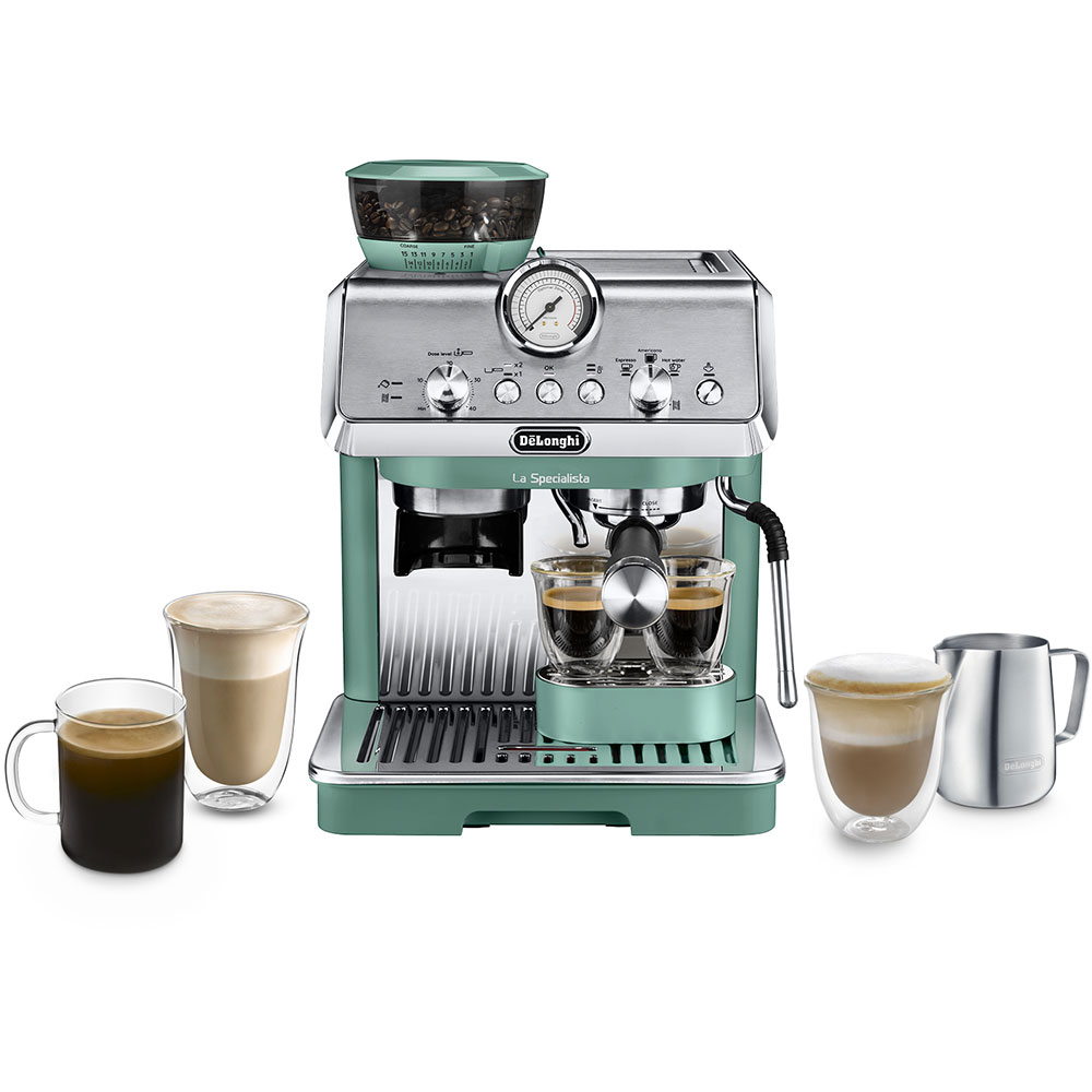 Espressor semi-automat DELONGHI La Specialista Arte EC9155.GR, 1.5l, 1300W, 15 bar, functia Active Temperature Control, verde-argintiu