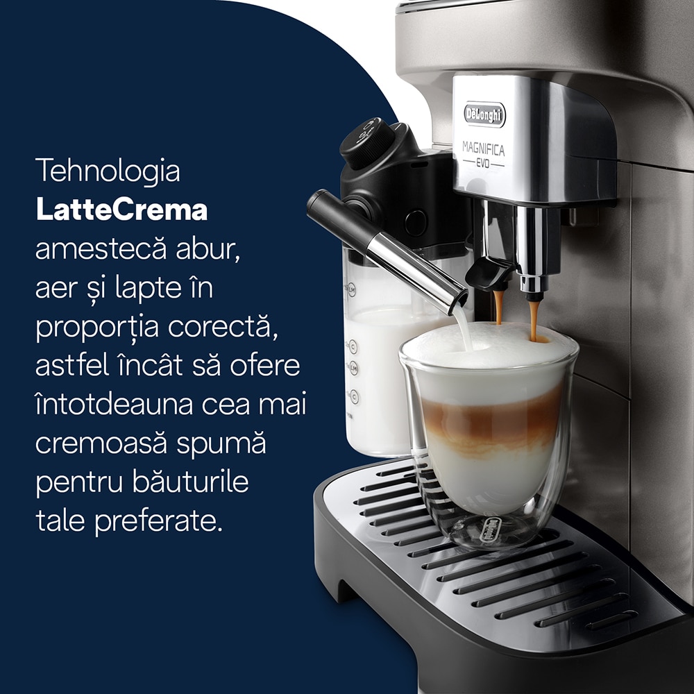 Espressor automat DELONGHI Magnifica Evo ECAM290.81.TB, 1.8l, 1450W, 15 bar, argintiu inchis-negru