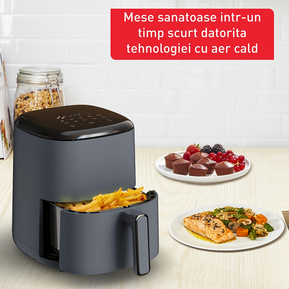 Friteuza cu aer cald TEFAL Easy Fry EY145B10, 1kg, 3l, 1300W, bleumarin-negru
