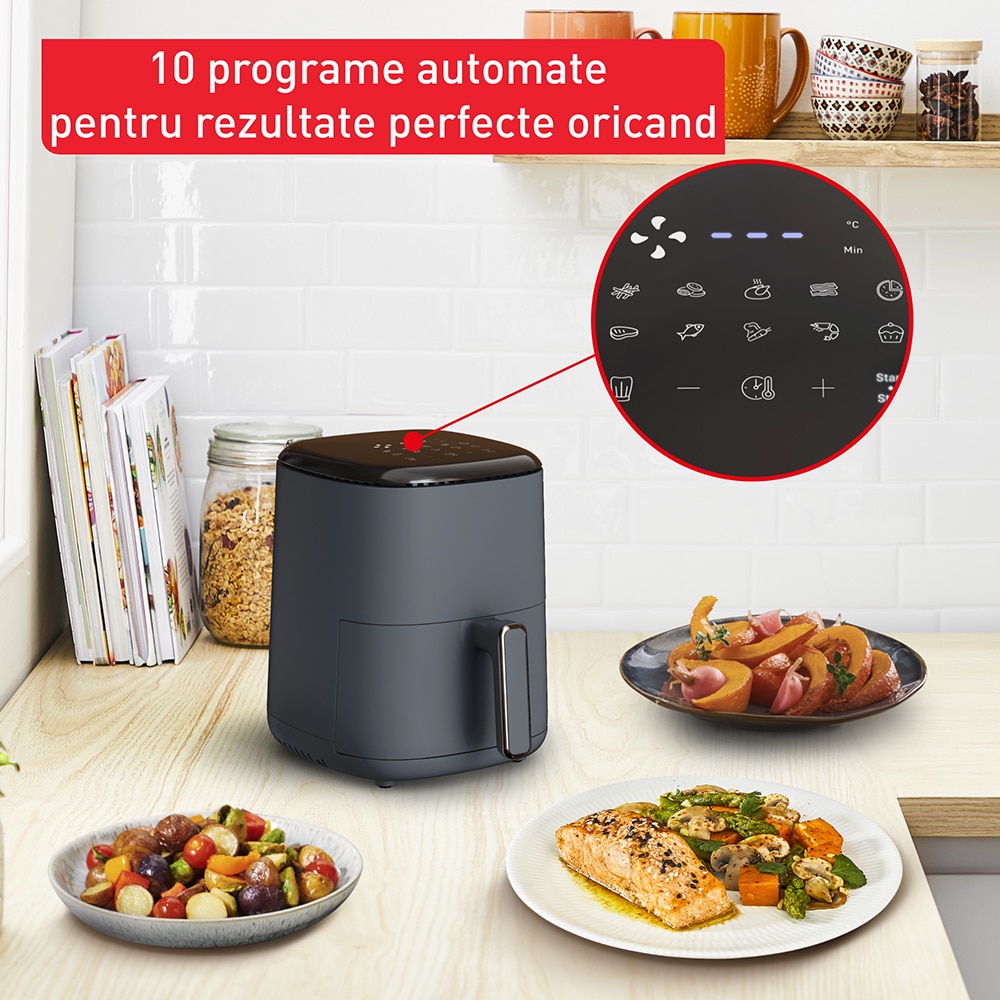 Friteuza cu aer cald TEFAL Easy Fry EY145B10, 1kg, 3l, 1300W, bleumarin-negru