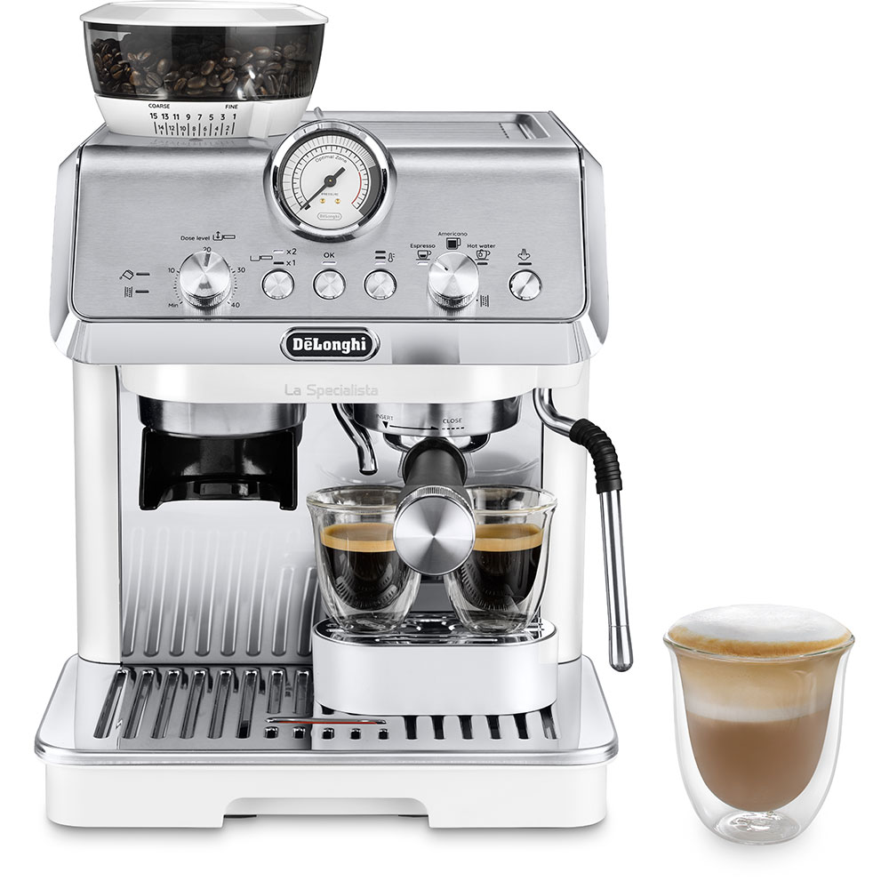 Espressor semi-automat DELONGHI La Specialista Arte EC9155.W, 1.5l, 1300W, 15 bar, functia Active Temperature Control, alb-argintiu