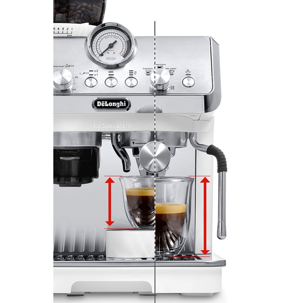 Espressor semi-automat DELONGHI La Specialista Arte EC9155.W, 1.5l, 1300W, 15 bar, functia Active Temperature Control, alb-argintiu
