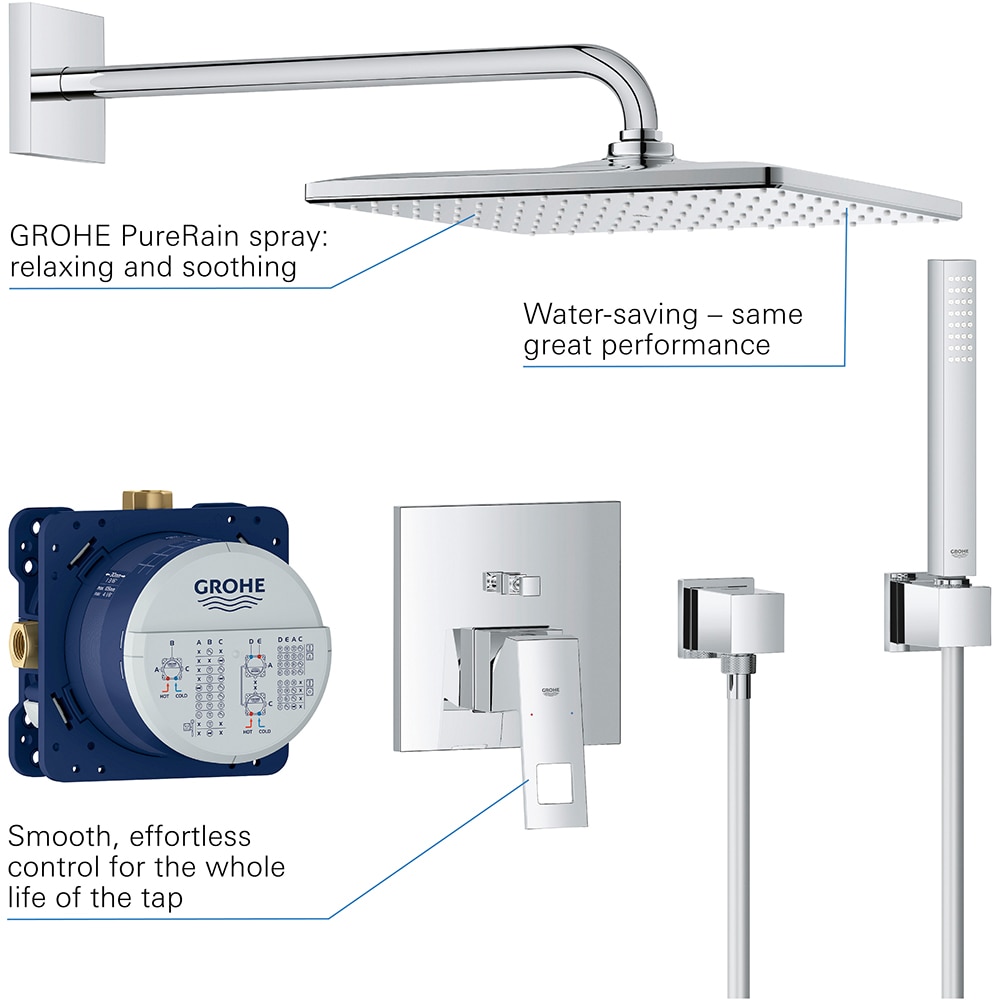 Sistem dus GROHE Eurocube Perfect 25238000, 1 functie, crom
