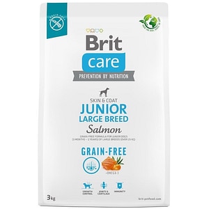 Hrana uscata pentru caini BRIT CARE Grain Free Large Breed, Junior, Somon, 3 kg