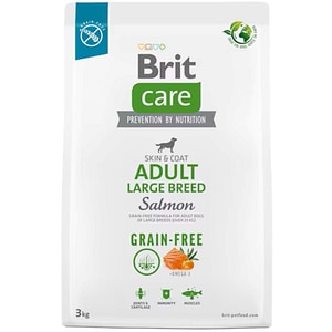 Hrana uscata pentru caini BRIT CARE Grain Free Large Breed, Adult, Somon, 3 kg