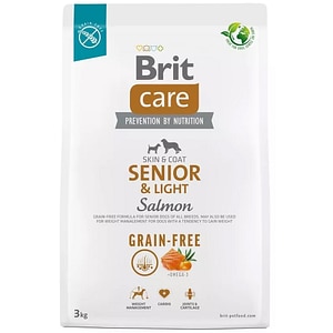 Hrana uscata pentru caini BRIT CARE Grain Free, Senior, Somon, 3 kg