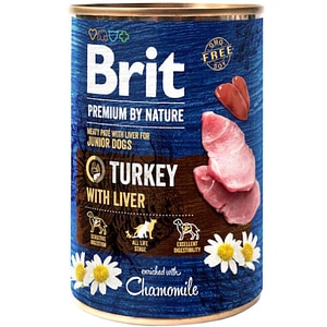 Hrana umeda pentru caini BRIT Premium by Nature, Junior, Curcan, 6 x 400g