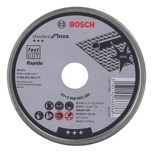 Disc de taiere drept Standard for Inox - Rapido, 115 mm  Bosch