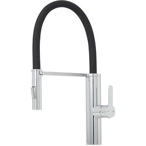 Baterie bucatarie Cooke & Lewis Kloey, dus extractibil, alama si silicon, argintiu-negru